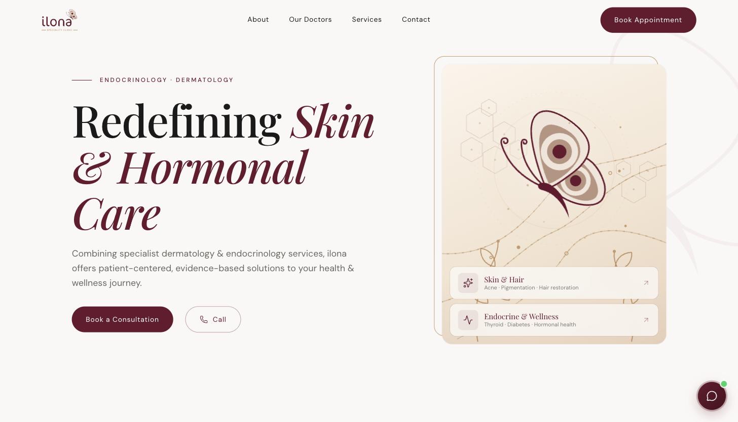 Ilona Clinics website, built by Startup Setup